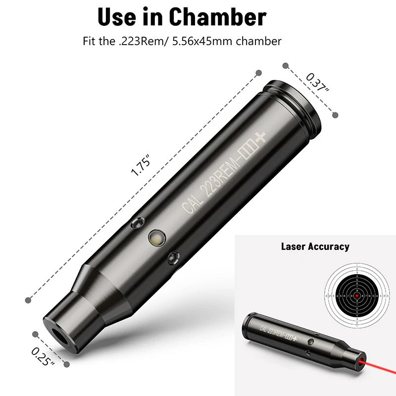 MidTen Bore Sights Red Laser 223 5.56mm Laser Boresighters with Extra Batteries for Hunting Sighting Brass