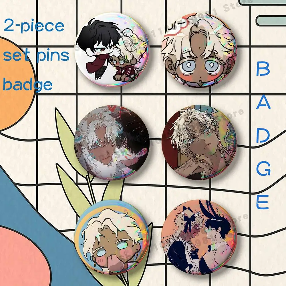 Tae Shuraka BOTWN Cartoon Brooches for Backpack Accessories 25 32 44 58 75mm Round 2-piece set Free Mix