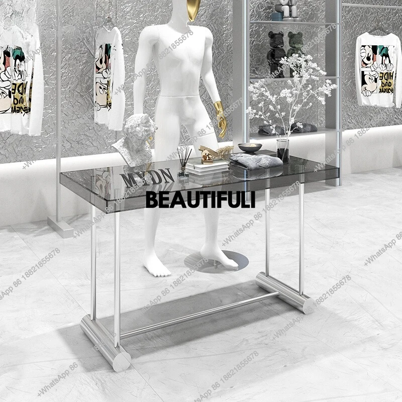 Clothing store Nakajima Taiwan flowing water table acrylic display table Customized stainless steel display table Disassembly