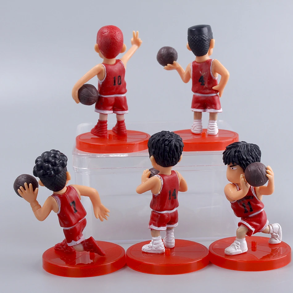 5pcs SLAM DUNK Anime Figure Sakuragi Hanamichi Rukawa Kaede Akagi Takenori Action Figures Model Dolls Kids Toys Cake Decoration