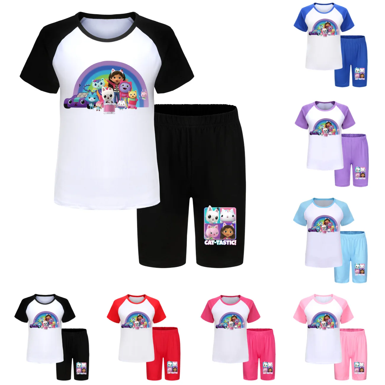 New Gabby Doolhouse Clothes Kids Gabi Chat Pajamas Set Baby Girls Short Sleeve T Shirt Pants 2pcs Sets Children Homewear Pyjamas