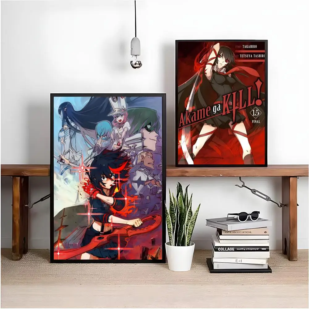 Classic Comics A-Akame Ga Kill Poster Matte Peel And Stick Self Adhesive PVC Removable Waterproof Frameless Bedroom Living Room
