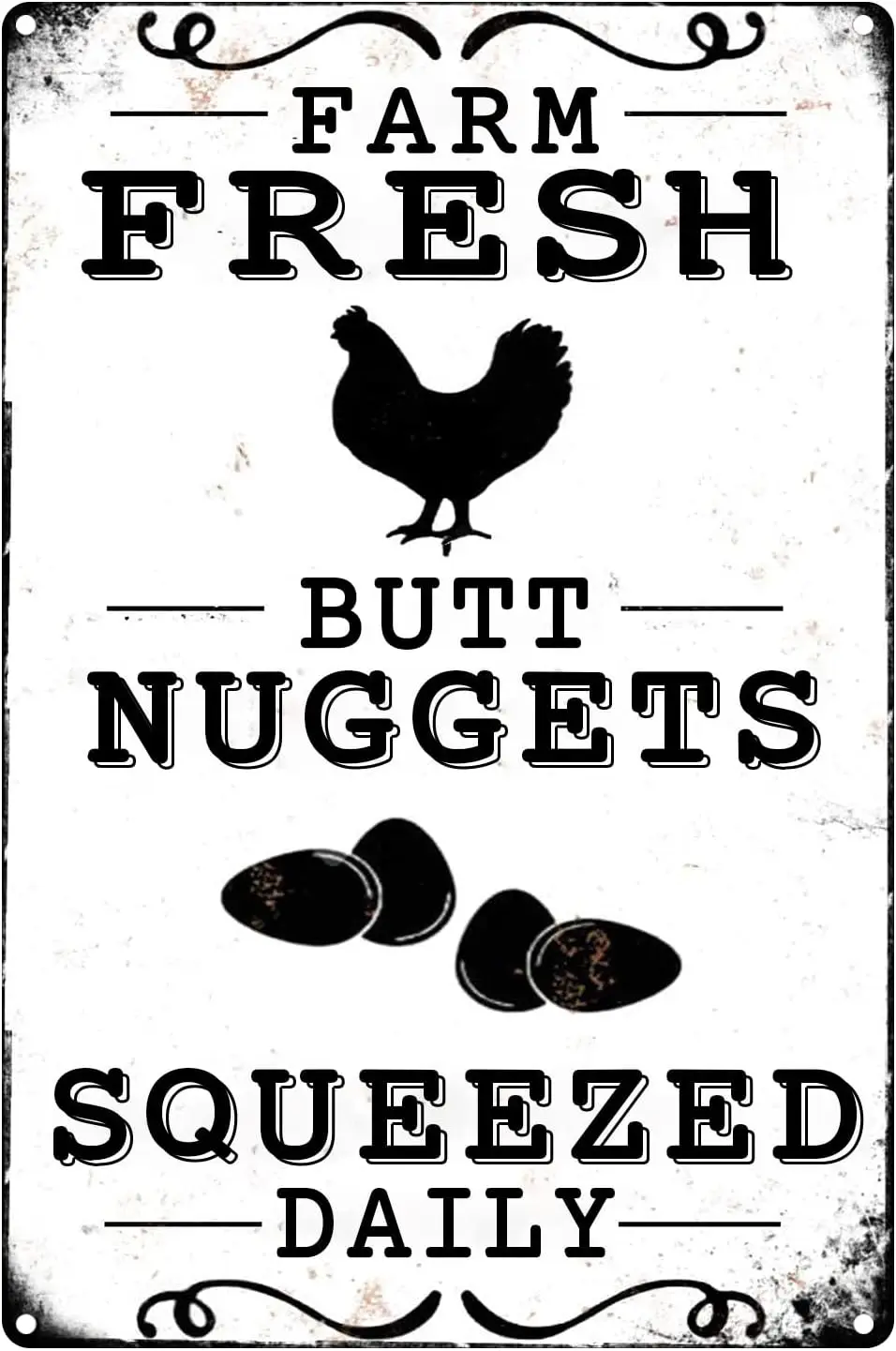 Farm Fresh Nuggets Squeezed Daily Chicken Metal Tin Sign Wall Plaque for Home Kitchen Bar Coffee Shop Chicken Decor Farm Si