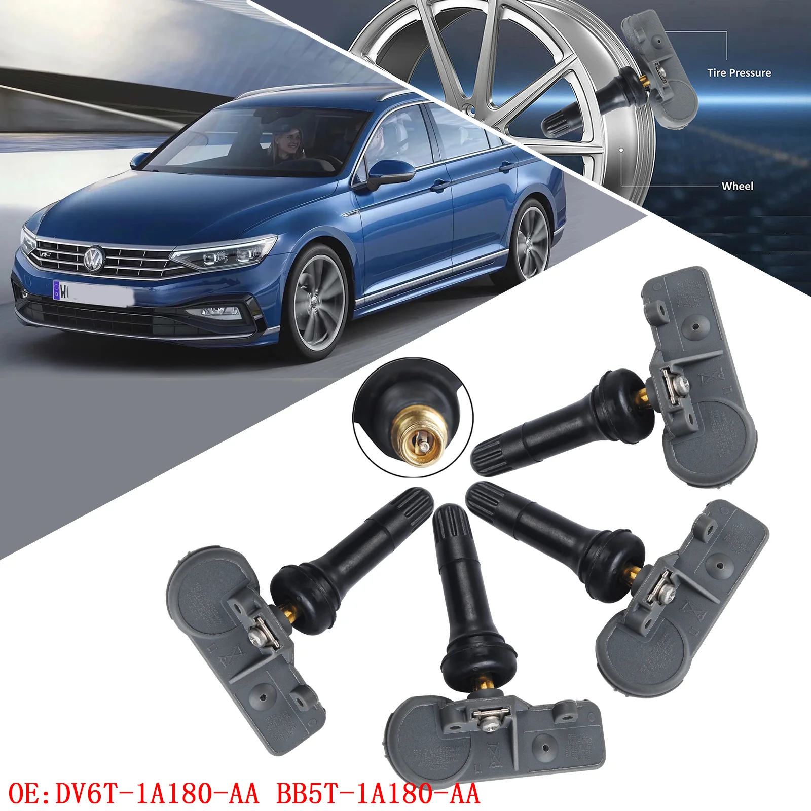 

4Pcs TPMS Tire Pressure Monitoring System DV6T-1A180-AA BB5T-1A180-A, Easy to Operate TPMS Programming Tool ﻿