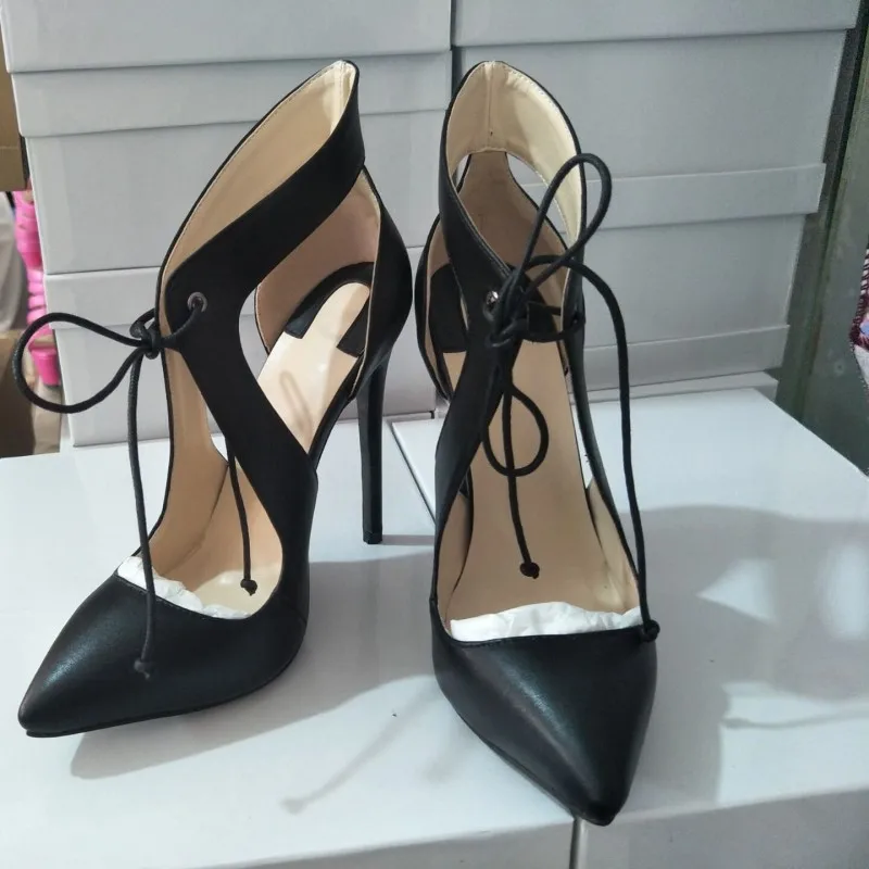 Ronticool Handmade Women Pumps Sexy Stiletto High Heels Pointed Toe Elegant Black Banquet  Prom Shoes Women US Plus Size 5-13