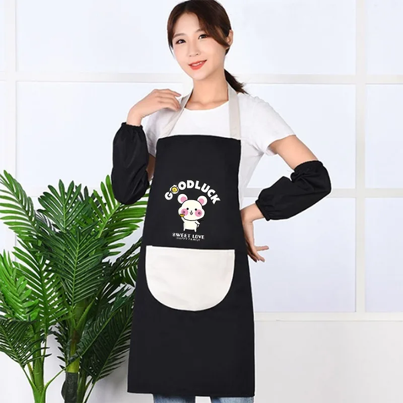 Kitchen Apron Waterproof Apron for Women Wipeable Oil-Proof Wreath Rabbit tablier cuisine femme Kitchen Househould Accessories