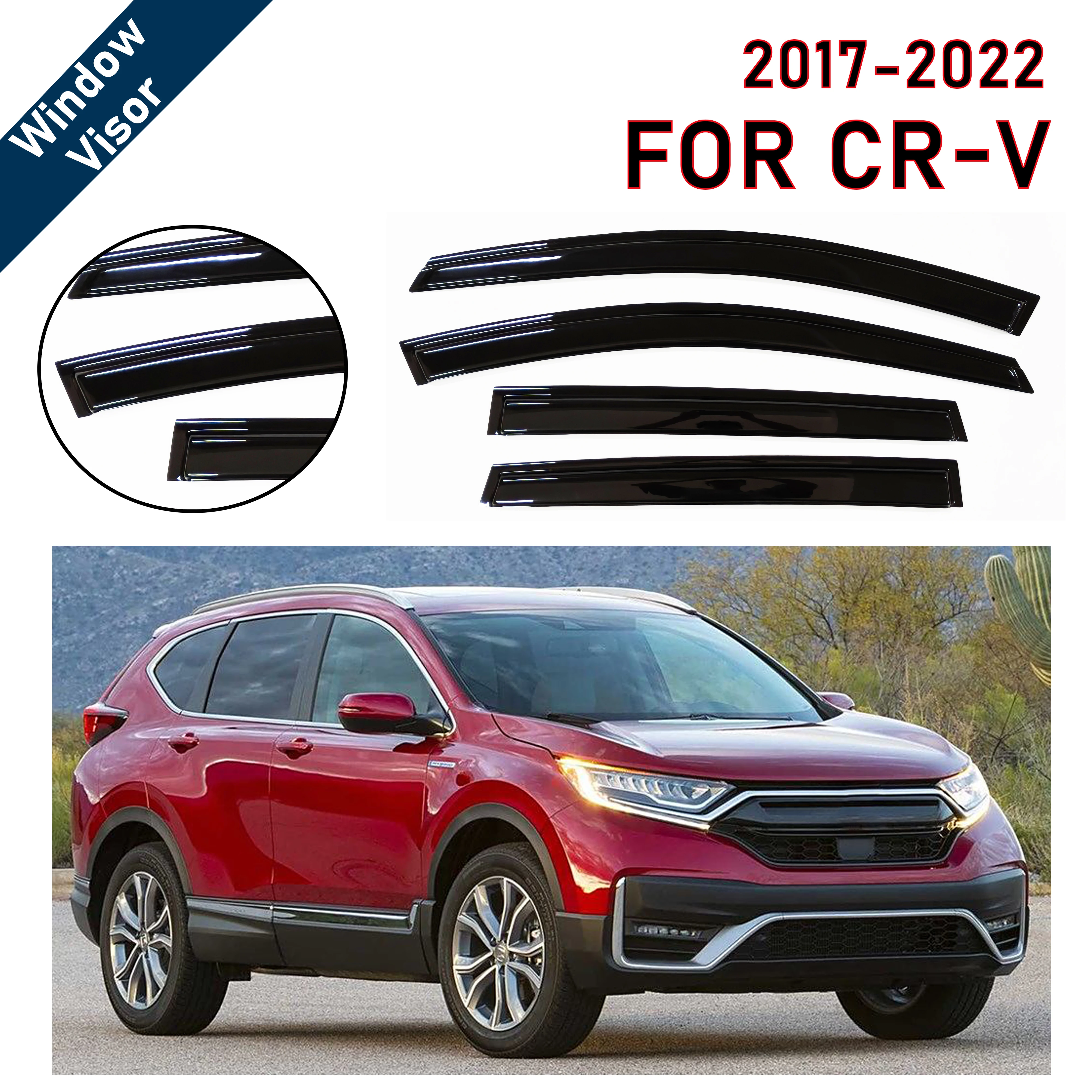 

Window Visor for Honda CR-V/CRV 2017-2022 Suv | 4pcs Rain Guard Wind Deflector | Car Weather Shield Accessory