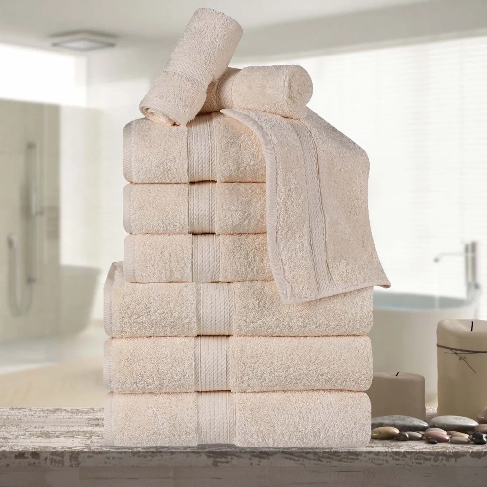 

Egyptian Cotton Heavyweight 9-Piece Towel Set, Cream