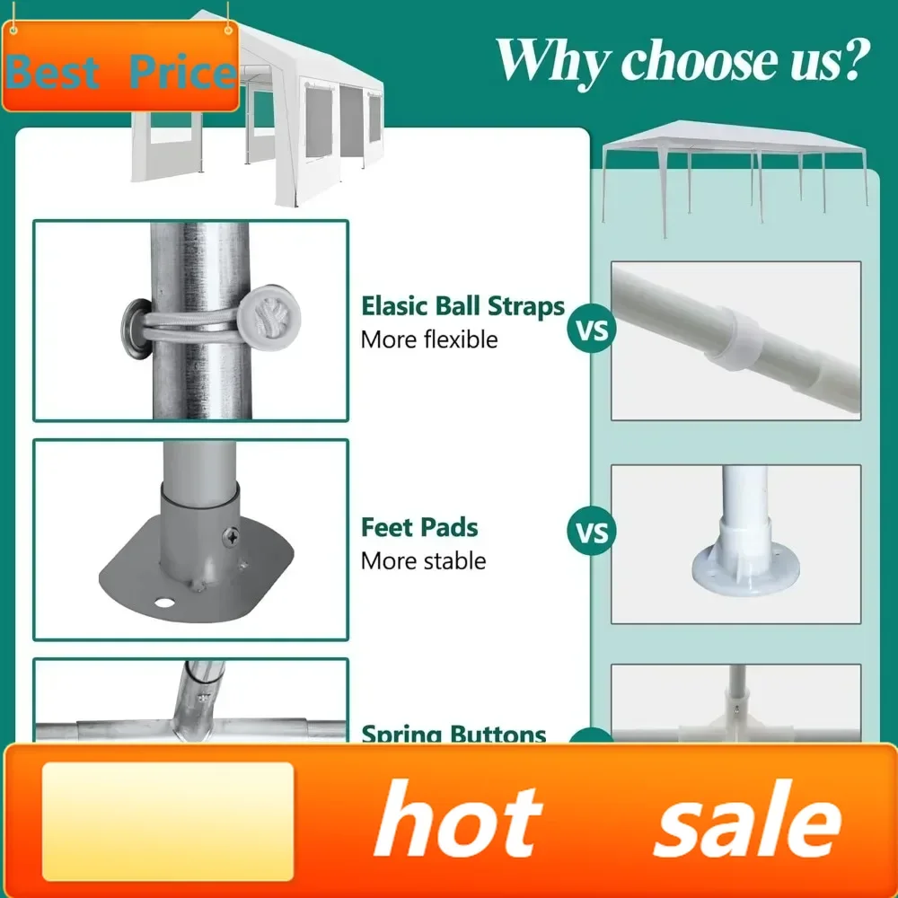 

Хит продаж: Палатка-тент 10' x 20' для вечеринок и автостоянок - Сверхпрочная уличная свадебная беседка с 4 мешками для песка, укрытие для мероприятий