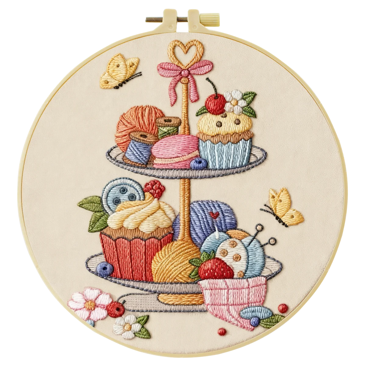 1 Stück 20X20CM/15X15CM 7,87/6,3 Zoll Dessert-Stickerei-Starter-Kit DIY-Kit DIY-Stickerei-Set Handarbeiten Heimdekoration – Detail 4