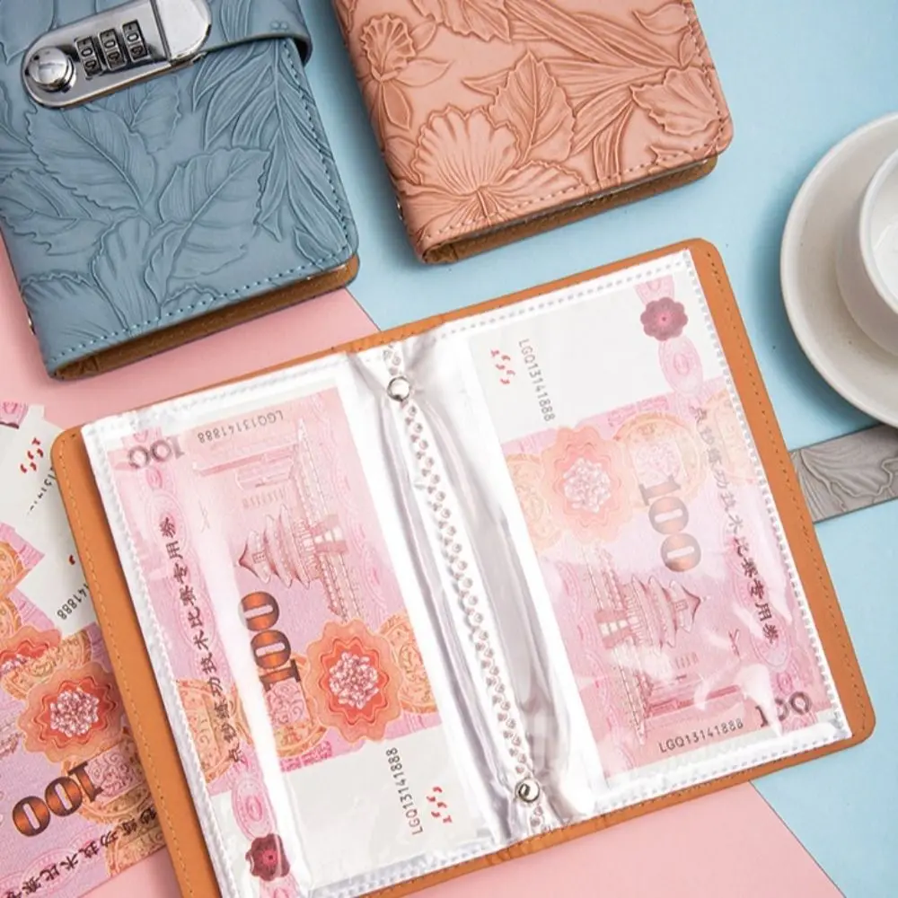 With Password Lock 100 Envelopes Money Saving Challeng Embossed Flower Save Money Savings Challenges Sheets PU Waterproof