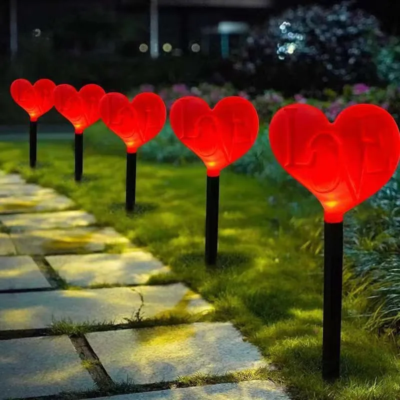 5pcs/lot Love Solar Outdoor Lights Valentine's Day Decor LED Lights Garden Decorations Pathway Lights Ground Plug Light 1006