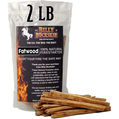 2lb Fatwood Fire Starter Sticks 100% Natural Fire Starters For Campfires Firepit Wood Stoves Fireplaces BBQ Start A Fire With Just 2 Sticks Camping Essentials 2lb Bag