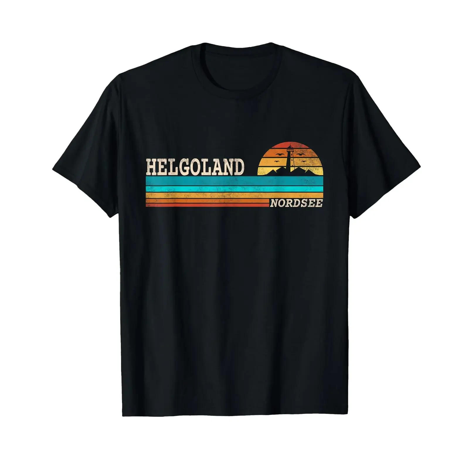 North Sea Island Helgoland T Shirt black vintage Washed designer clothes Versatile streetwear Stretched homme Casual Stylish
