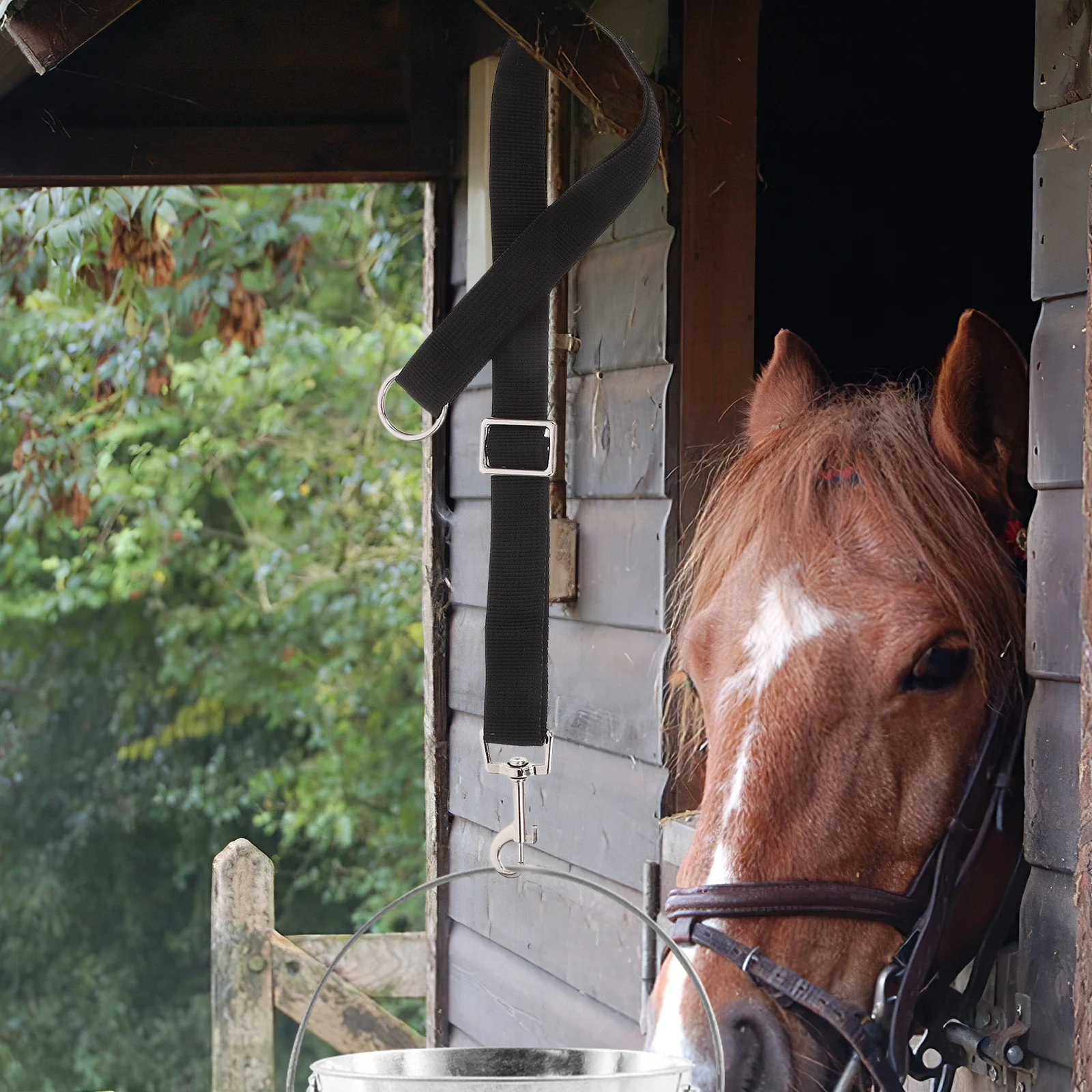 

4pcs Adjustable Nylon Straps Horse Stall Accessories Strong Durable Water Ropes Secure Hold Outdoor Feeding Grooming Tub Hanging