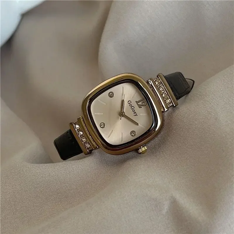 Vintage Watches Women Fashion Square Diamond Leather Quartz Watch Brand Luxury Ladies Wristwatch Clock Gifts Relogio Feminino