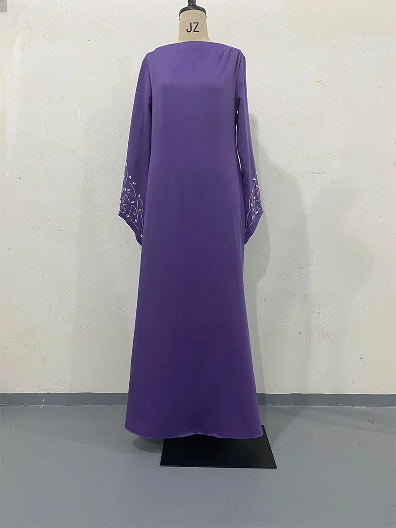 Eid Muslim Party Dress for Women Ramadan Abaya Long Dress Diamond Sleeve Morocco Kaftan Vestidos Largos Dubai Robe Jalabiya 2024