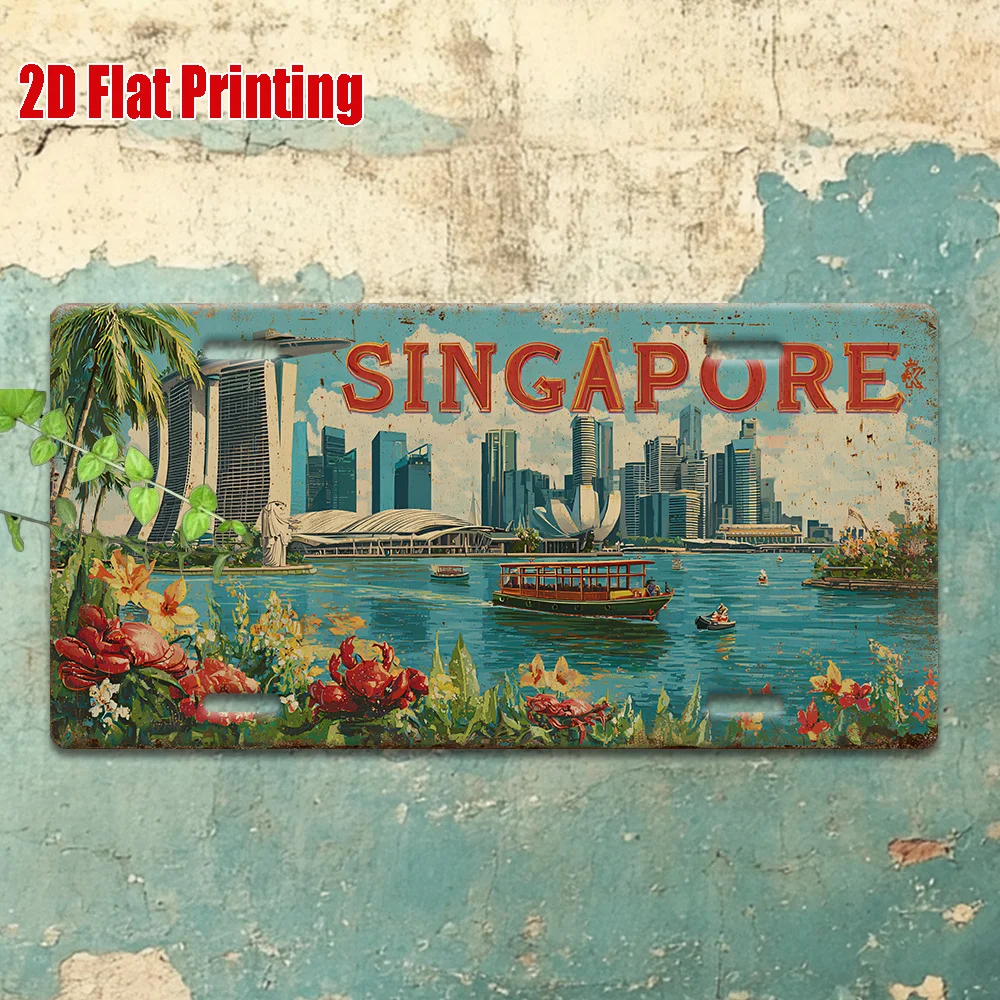 2D Flat Decorative Purposes Only, Measuring by. It Features a Design of The Singapore City Skyline And Suitable for Home