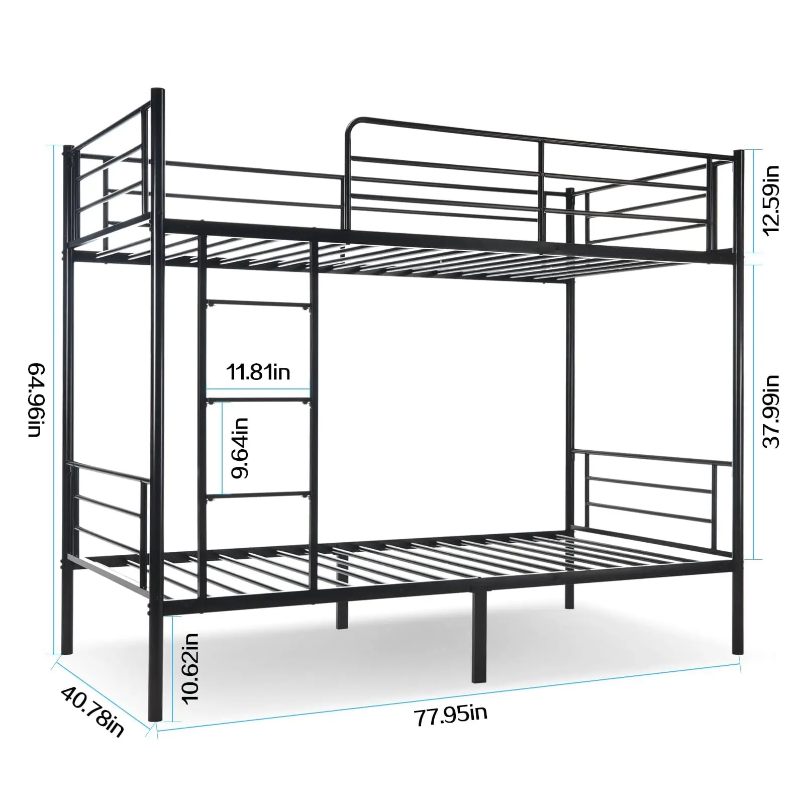 Bunk Bed Twin Over Twin for Adults,Heavy Duty Metal Bed Frame