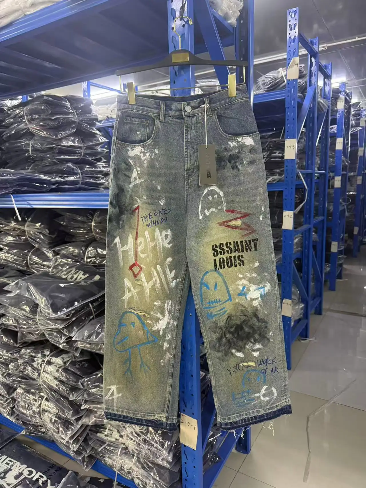 Brand New SSSAINT LOUT Zipper Pocket Ink slim fit PANT Jeans Cotton Denim Pants Comfort Casual Jeans Size S M L #A14