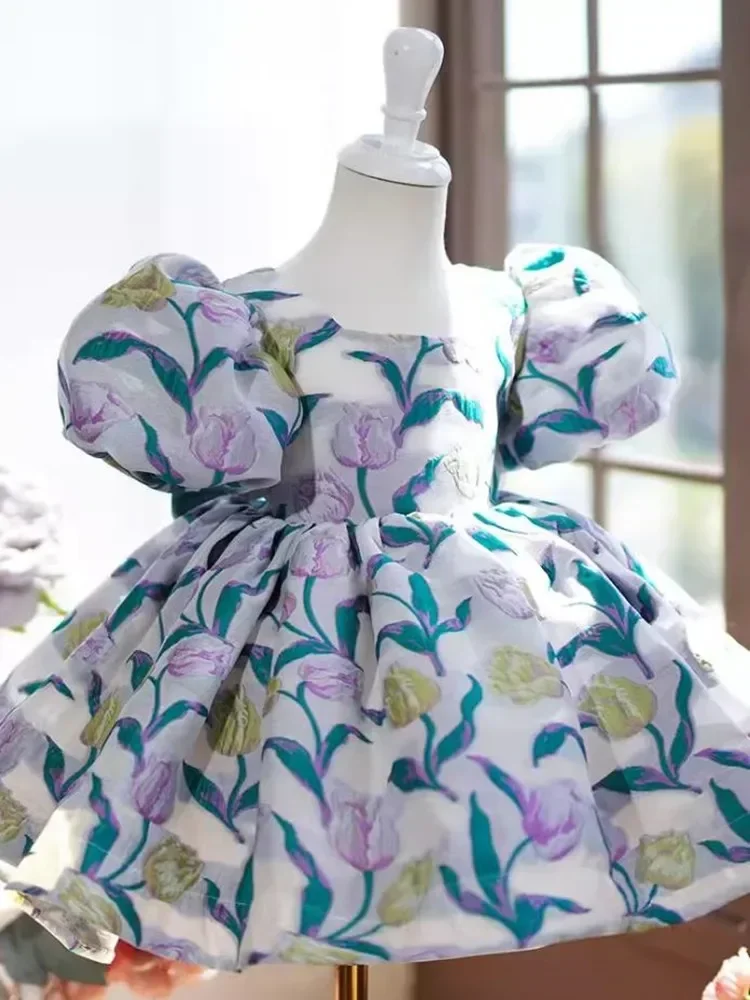 Robe de princesse à manches bouffantes pour bébés filles, vêtements pour enfants, reconstitution historique, mariage, fête d'anniversaire, robes de demoiselle d'honneur