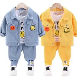 Toddler Baby Boys girl Clothes Set spring autumn corduroy Cartoon Clothing Sets Boys Hoodies Jacket And Pants Kids Suit 0-5Y