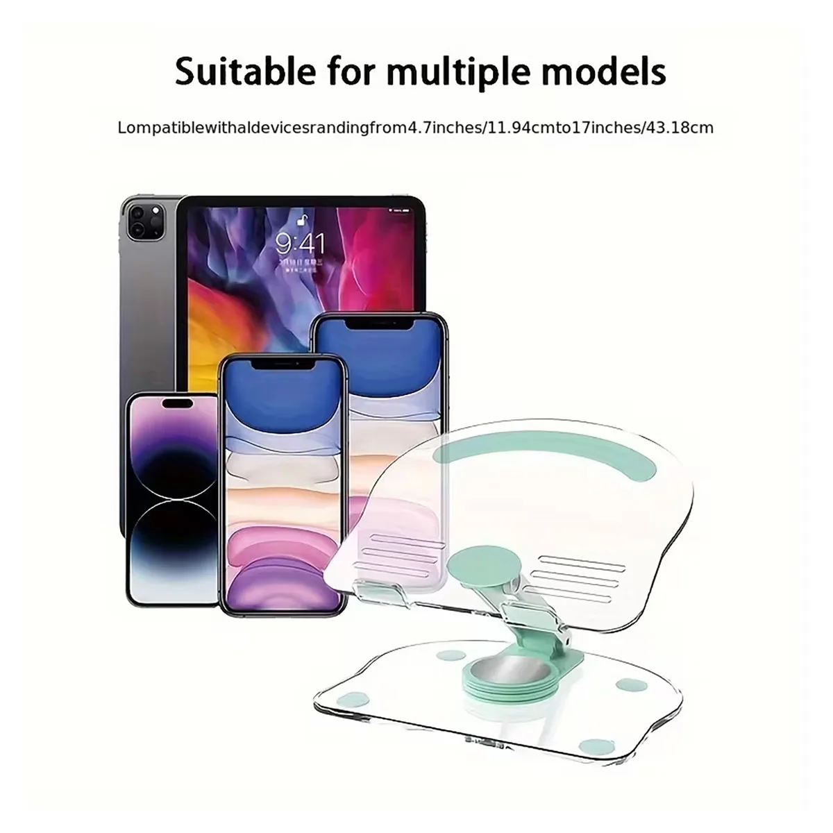 2Pc-360 Degree Freely Adjustable Tablet Stand; Compatible with Phone and Tablet Stands, Suitable for Various Devices from 4.7inch / 11.94cm to 17inch / 43.18cm - Universal Type