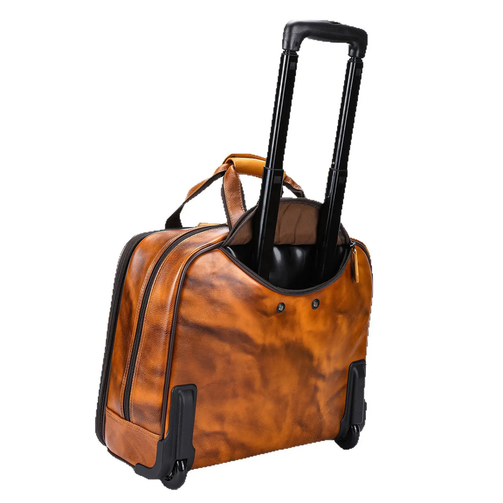 Retro echtes Leder Herren Trolley Business Rad Koffer Tasche Rindsleder erste Schicht Reisehandtasche Mann Gepäck Laptoptaschen