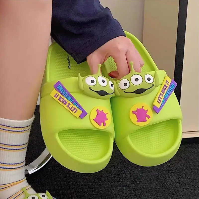 Cute Cartoon Toy Story Alien Summer One-Line Slippers EVA Soft Bottom Fun Cartoon Sandals for Outer Wear for Girl