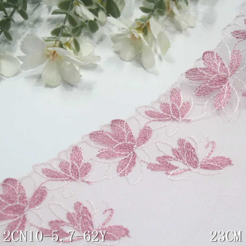 

30Yards Pink Floral Embroidered Lace Trim Trimmings for Bra Underwear Dress Clothes Accessories