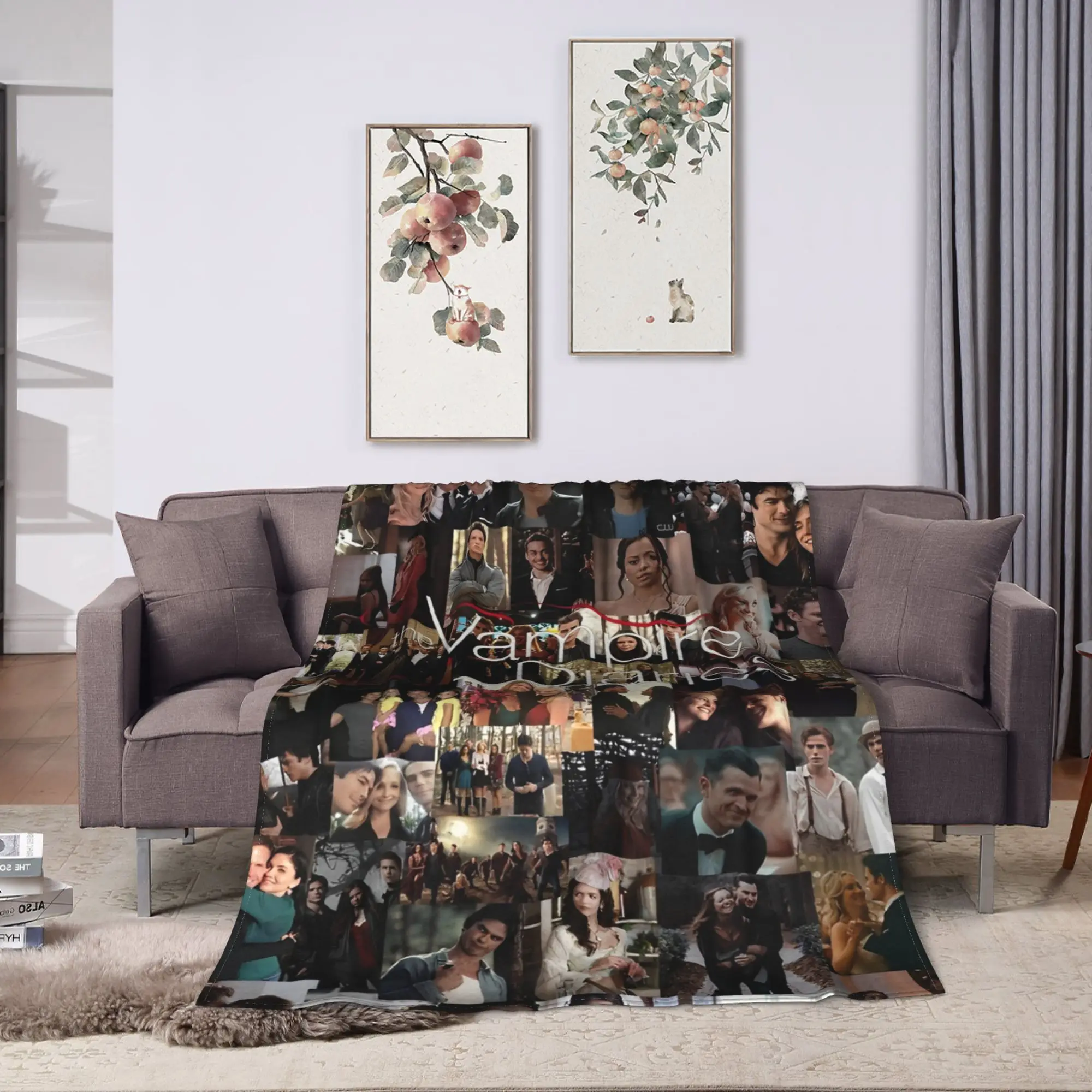 Soft Blankets Camping The Vampire Diaries Damon salvatore Throw Blanket  Flannel Bedspread For Living Room Funny Sofa Bed Cover