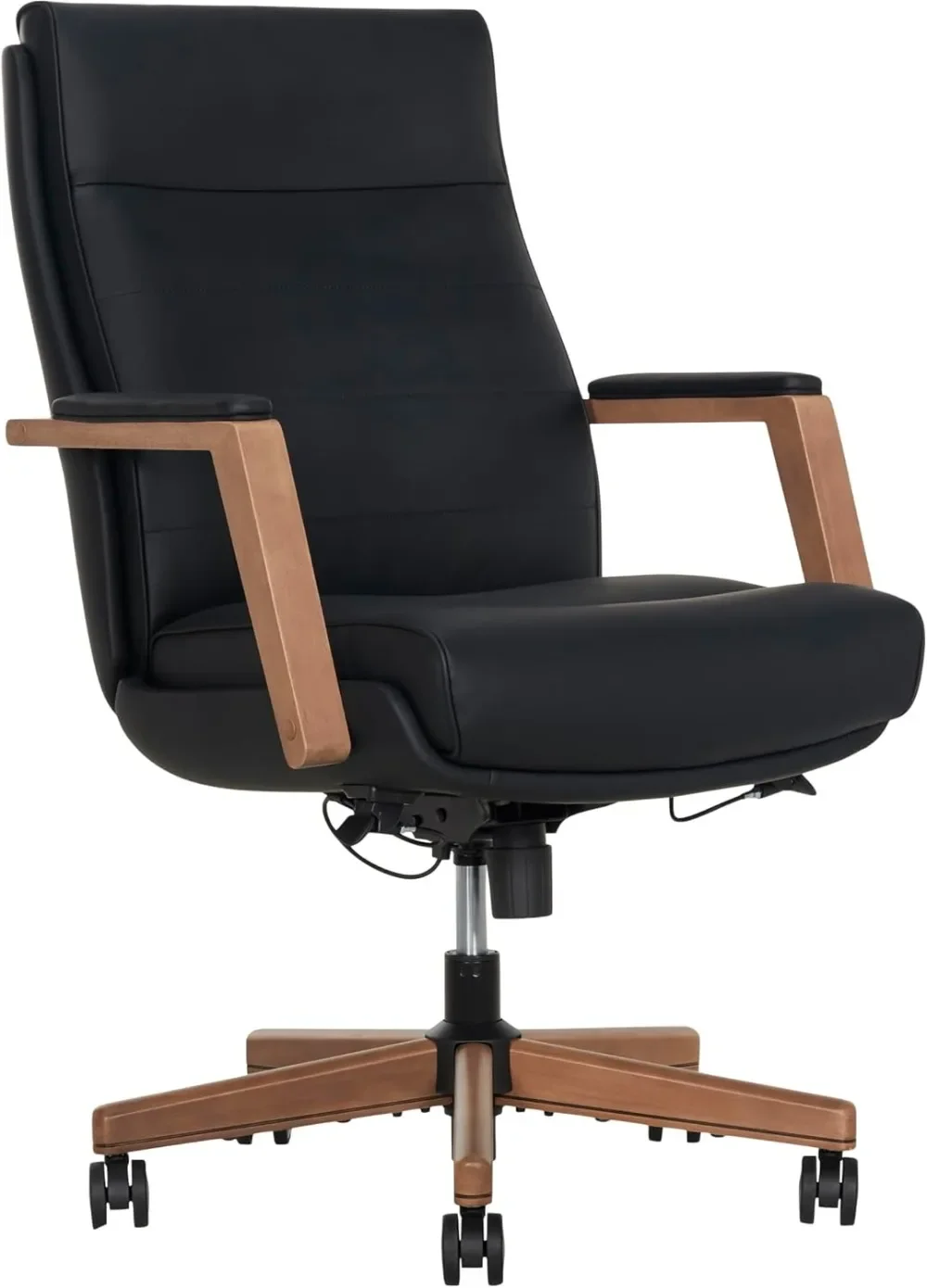 Ergonomic Vegan Leather Mid-Back Office Chair, Black/Brown