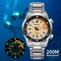 BERNY Automatic Diving Watches for Men 20AMT Super Luminous Mechanical Men's Diver Watch Sapphire Full Stainless Steel Dive