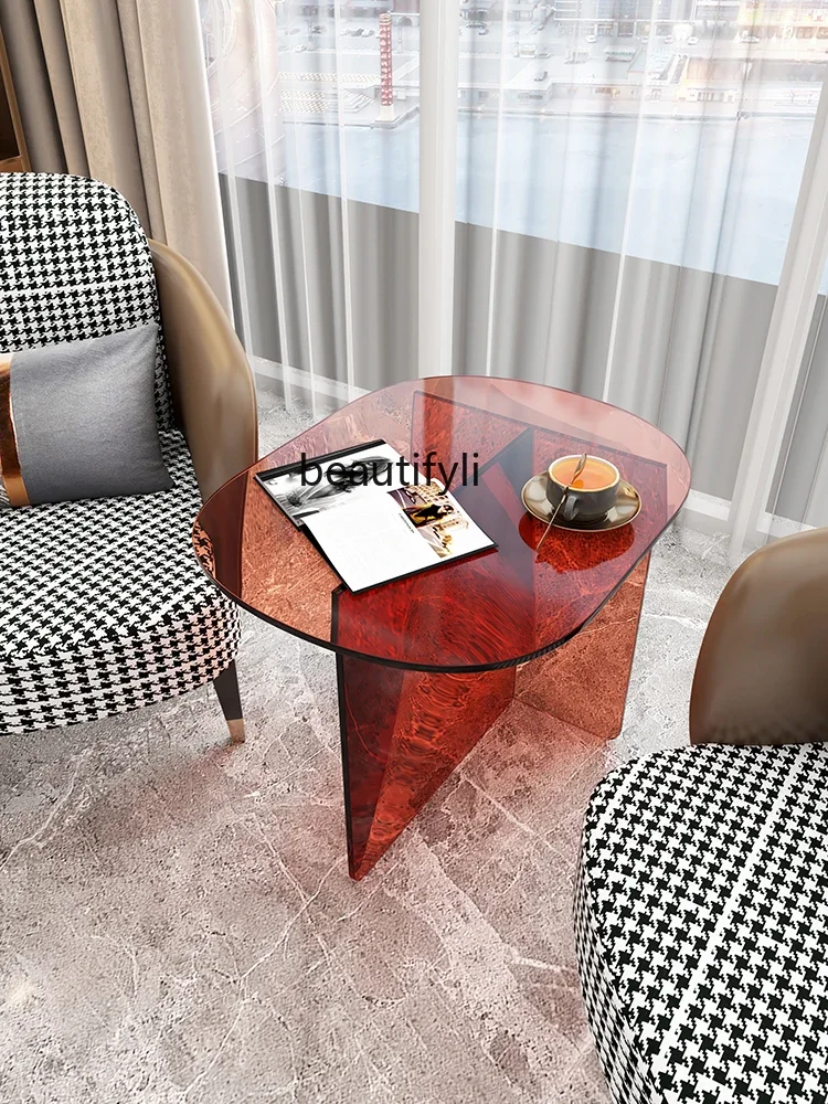 

zq Table Living Room Sofa Side Table Balcony Small round Table Bedside Cabinet Light Luxury Corner Acrylic Side