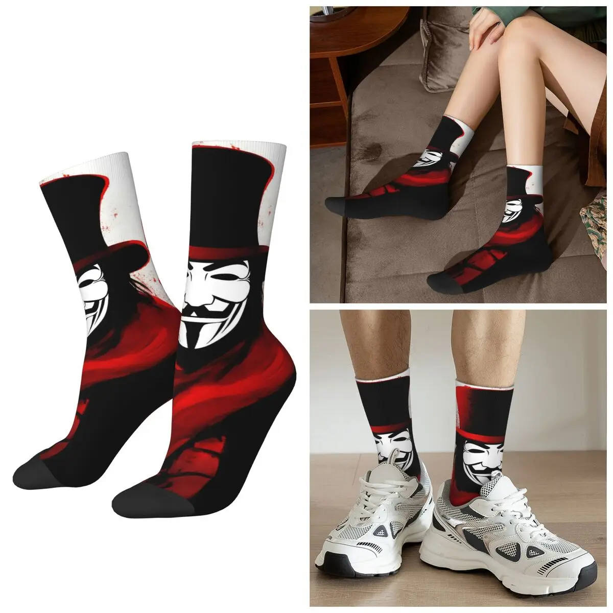 

All Seasons Mysterious Killer Socks Harajuku Sport Middle Tube Socks Casual Stockings for Men Women Christmas Gifts