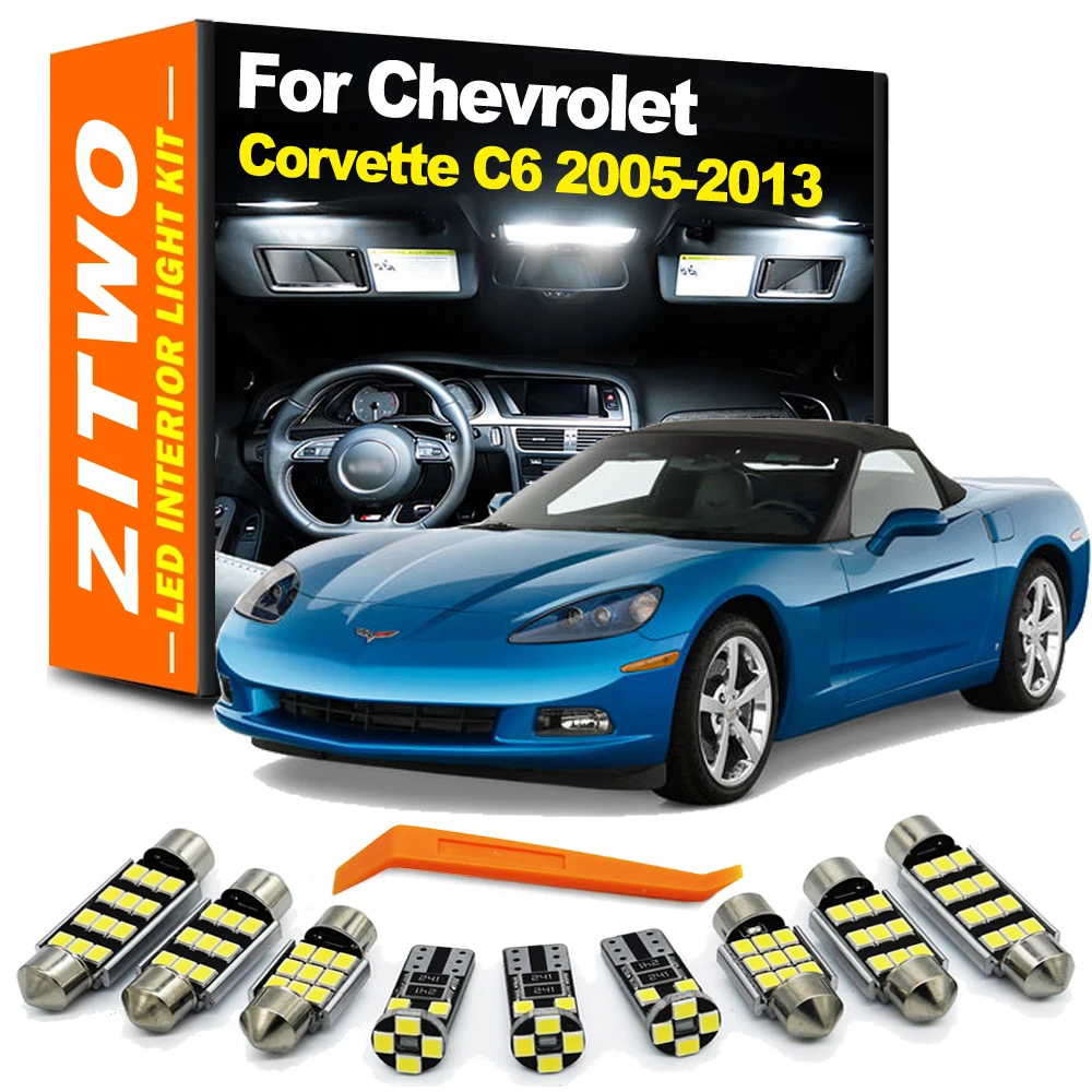 

ZITWO 12 шт. для Chevrolet Chevy Corvette C6 2005 2006 2007 2008 2009 2010 2011 2012 2013 светодиодный комплект ламп для внутреннего освещения багажника