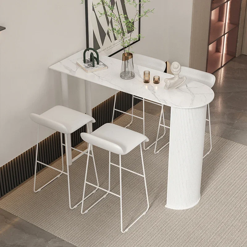 Narrow Minimalist Marble Bar Table Standing White Square Bar Dining Table Design Partion Muebles De CocinaLiving Room Furniture