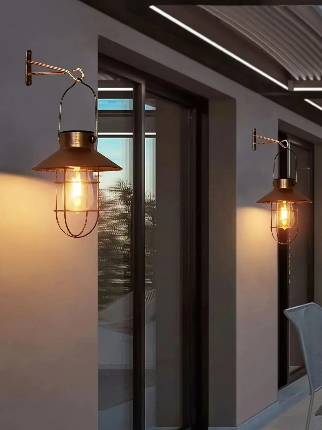 Lustre solaire en fer, lampe d'art de jardin de cour extérieure, éclairage décoratif étanche pour pelouse/paysage/Patio 1 pièce