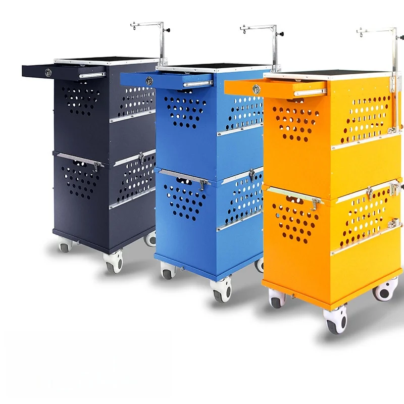 Pet Trolley Carrier Pet Show Exhibition Aluminium Pet Transport Cage with Drawers Dog Cage with Grooming Table