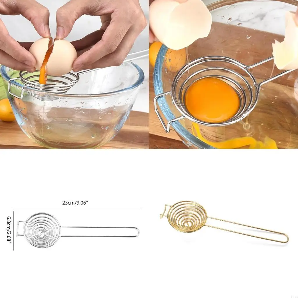 Long Handled Yolk Filter Dishwasher Safe No Drips and No Mess Silver/Gold