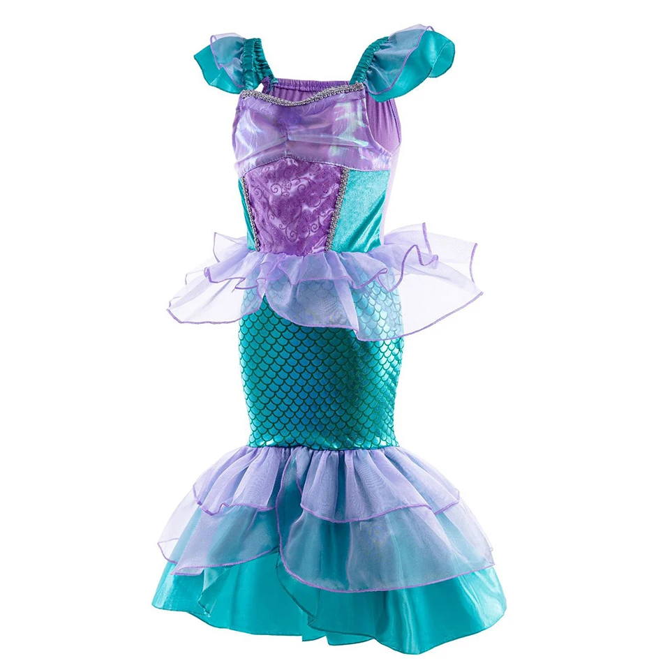 Girls Princess Dress Kids Ariel Party Costume Children Summer Christmas Elegant Disguise Little Mermaid Halloween Clothes 3-10Y