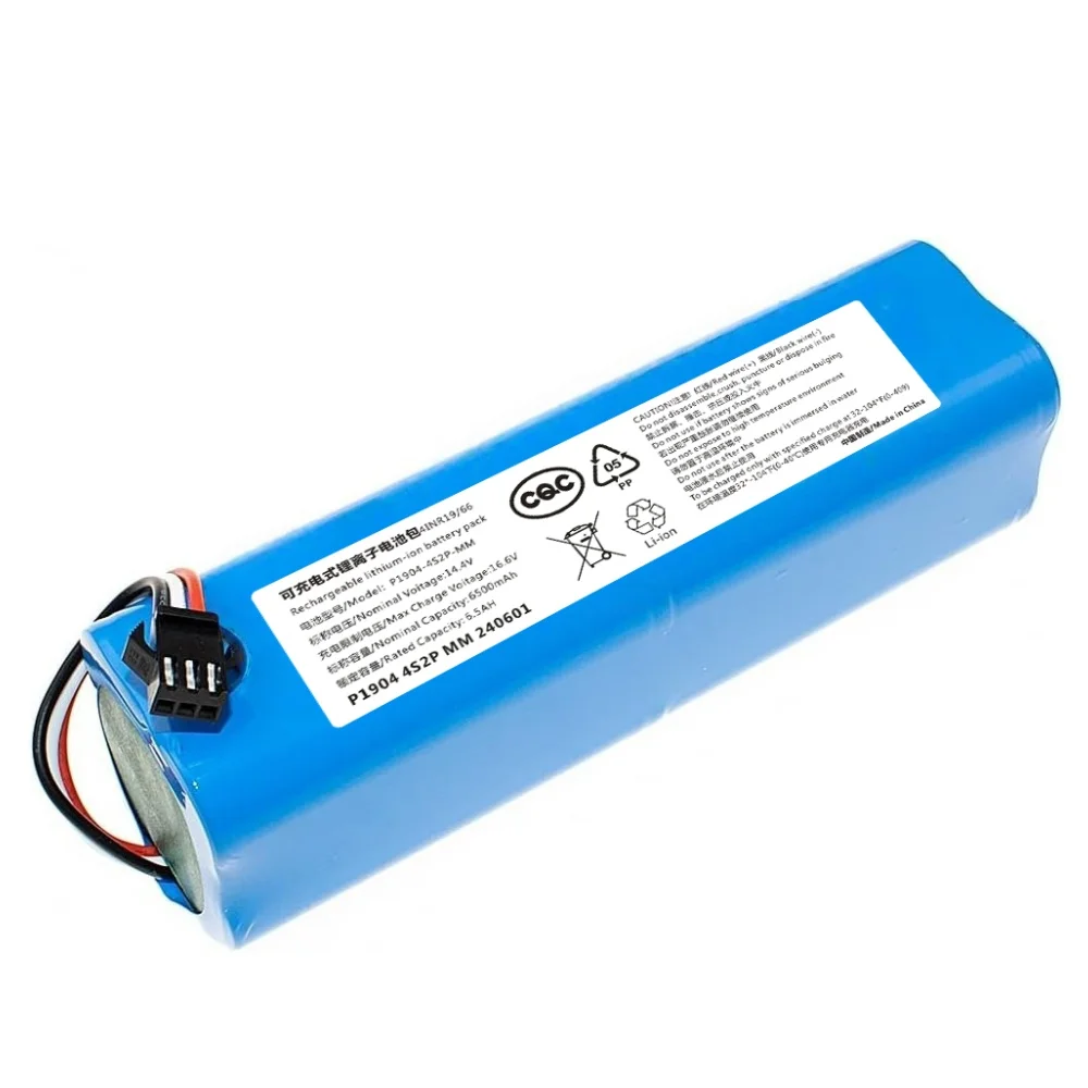 14.4V 6500mAh Replacement Battery For XiaoMi Viomi S9 Lydsto R1 Roidmi Eve Plus Robot Vacuum Cleaner Parts H18650CH-4S2P Li-ion.