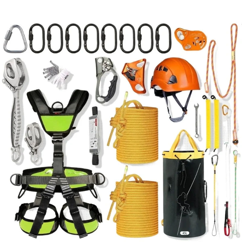 High-altitude work air conditioner installation, mountaineering, rock climbing, climbing, descent, double rope set