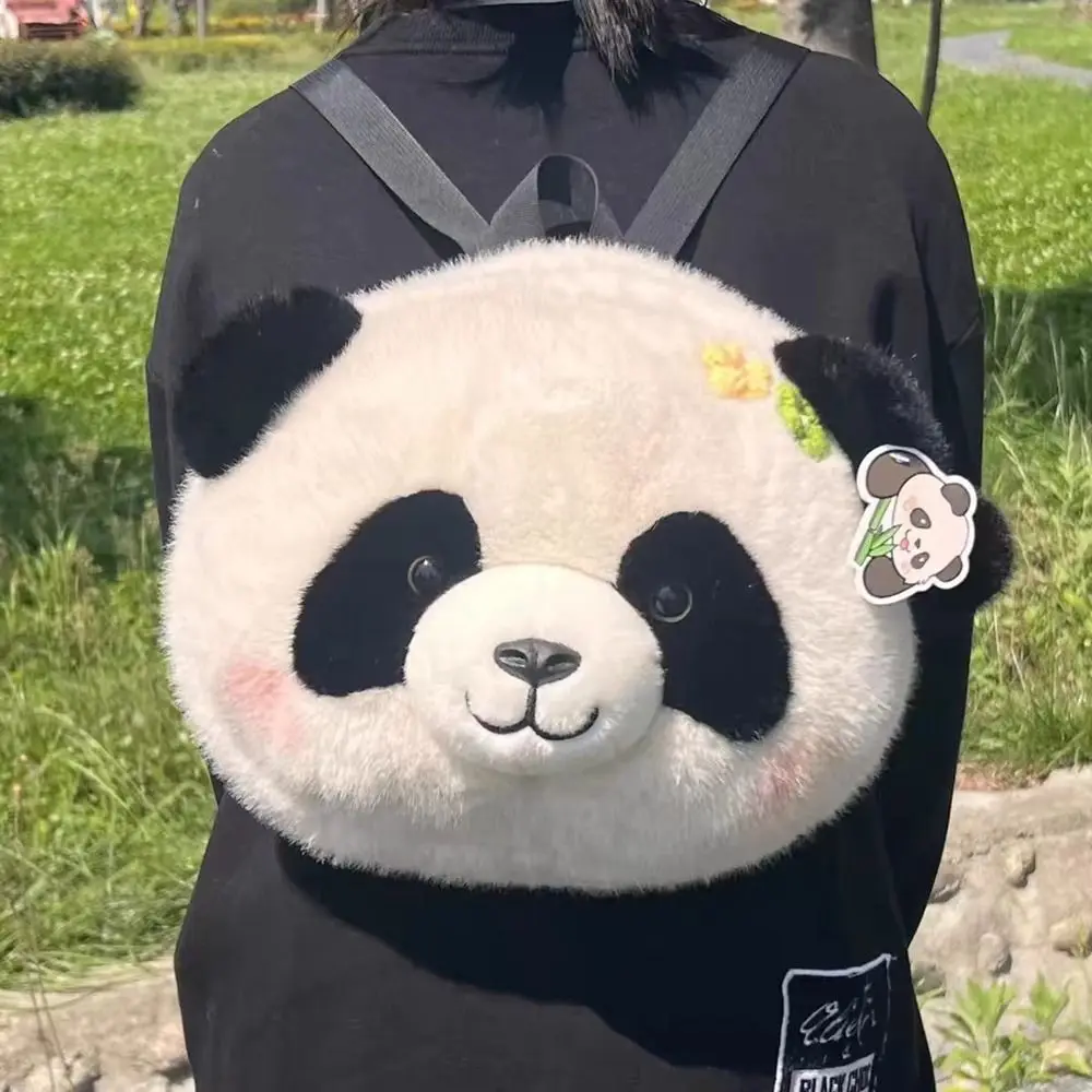 

Plush Toy Panda Crossbody Bag Cute Flower Panda Backpacks Adjustable Kawaii Plush Doll Schoolbags Kindergarten