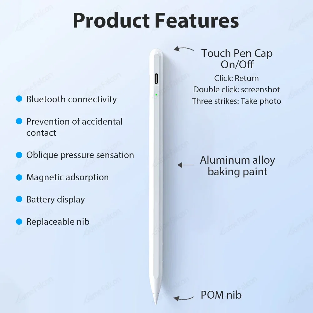 قلم رصاص لأجهزة Apple Pro 13 12.9 M4 Air 11 5 4 M3 M2 قلم ستايلس 8 10 9 9th 10th Gen A16 Mini 6 7 2025 أقلام لمس بلوتوث