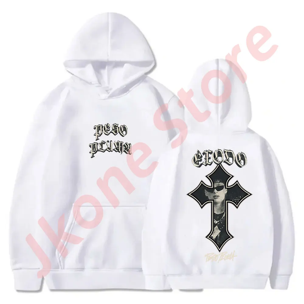 Peso Pluma Exodo Tour Merch Cross Hoodies Women Men Fashion Casual HipHop Streetwear Hooded Sweatshirts