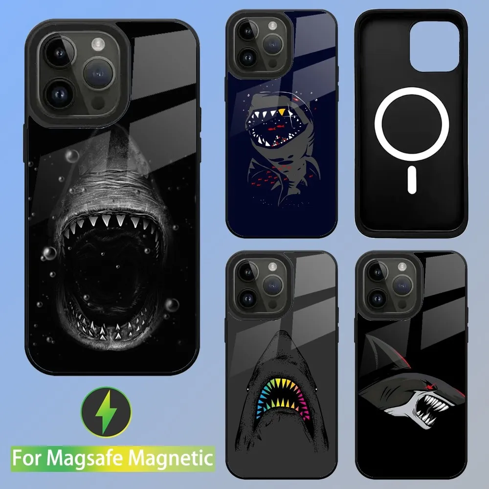 Ocean Shark Ferocious Phone Case For iPhone 15,14,13,12,11,Plus,Pro,Max Mini Magsafe Magnetic Wireless Charging