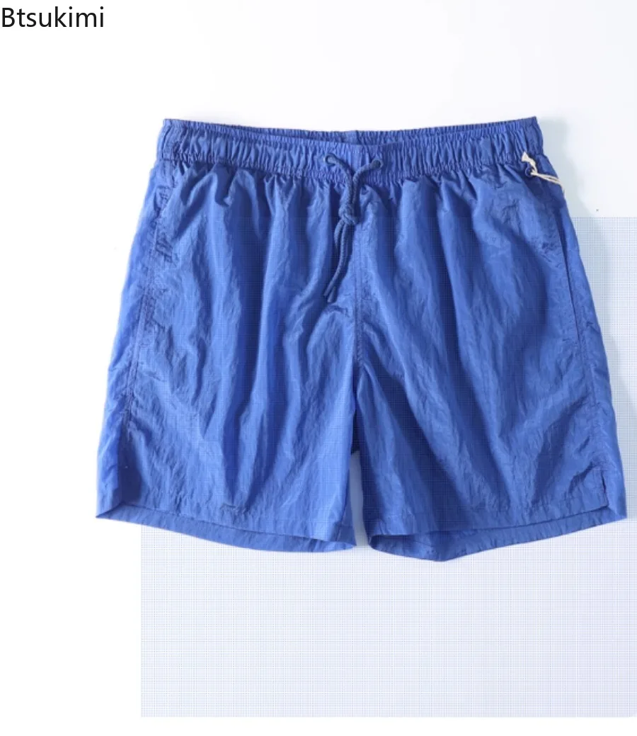 

New 2025 Summer Men's Shorts Solid Color Anti Exposure Beachwear Sports Fitness Pants Thin Quick Drying Breathable Casual Pants