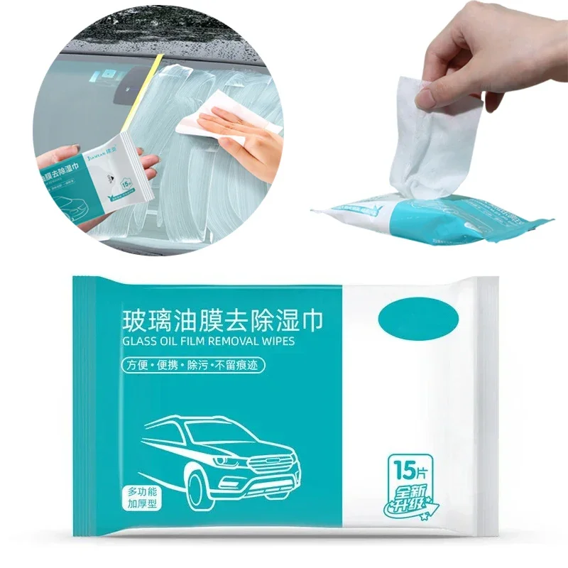 1/2packs Car Oil Stain Cleaner Wipes Glass Oil Film Removing Wet Towel Front Windshield Cleaning Prep Wipes Auto Accessories