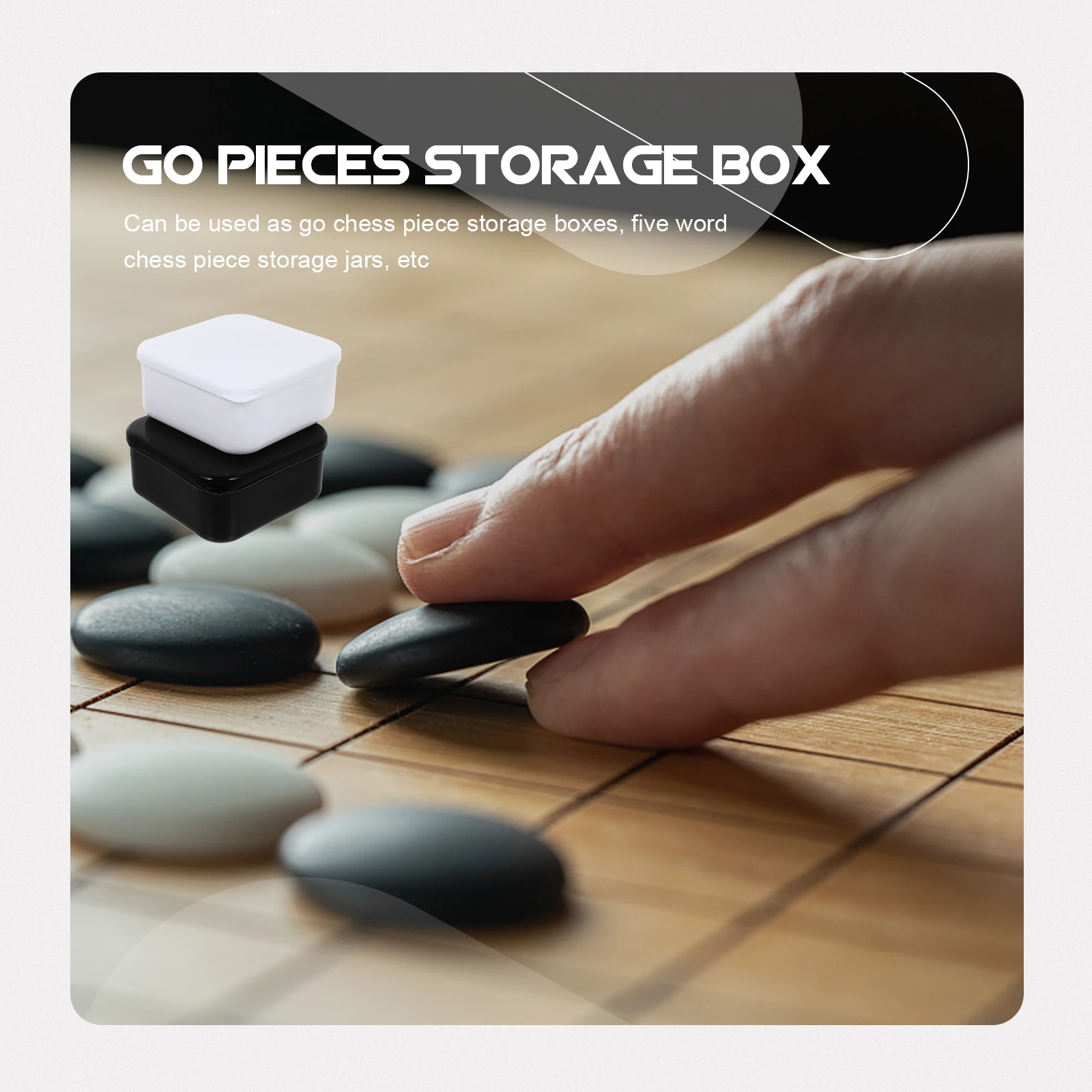 

2pcs Chess Piece Storage Box Plastic Go Game Jars with Lids Lightweight Portable Kids Students Teachers Parents